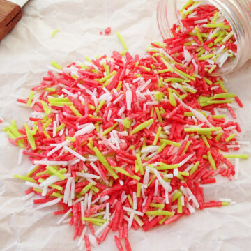 A pile of colorful homemade sprinkles.