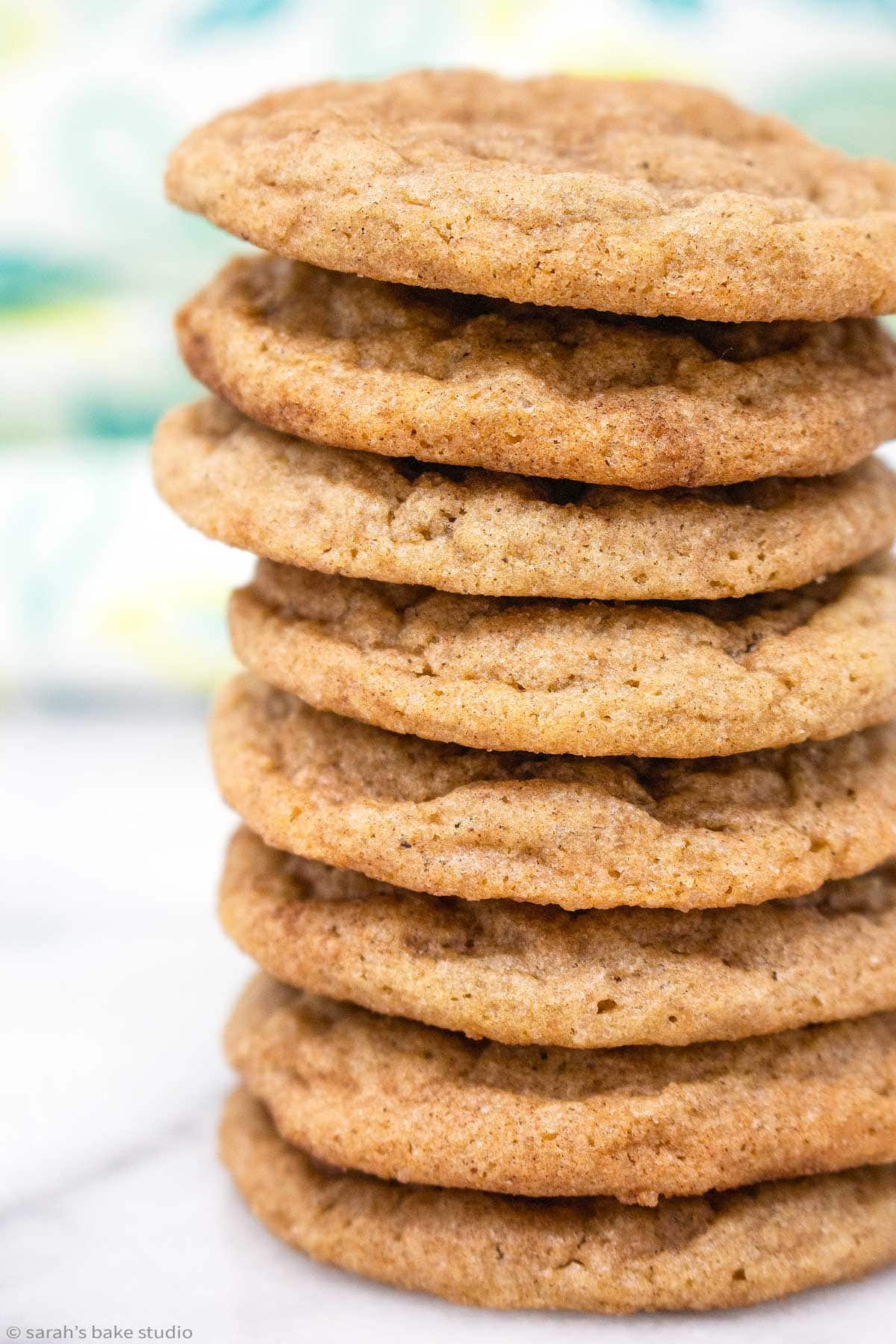 A stacked tower of Snickerdoodle Cookies.
