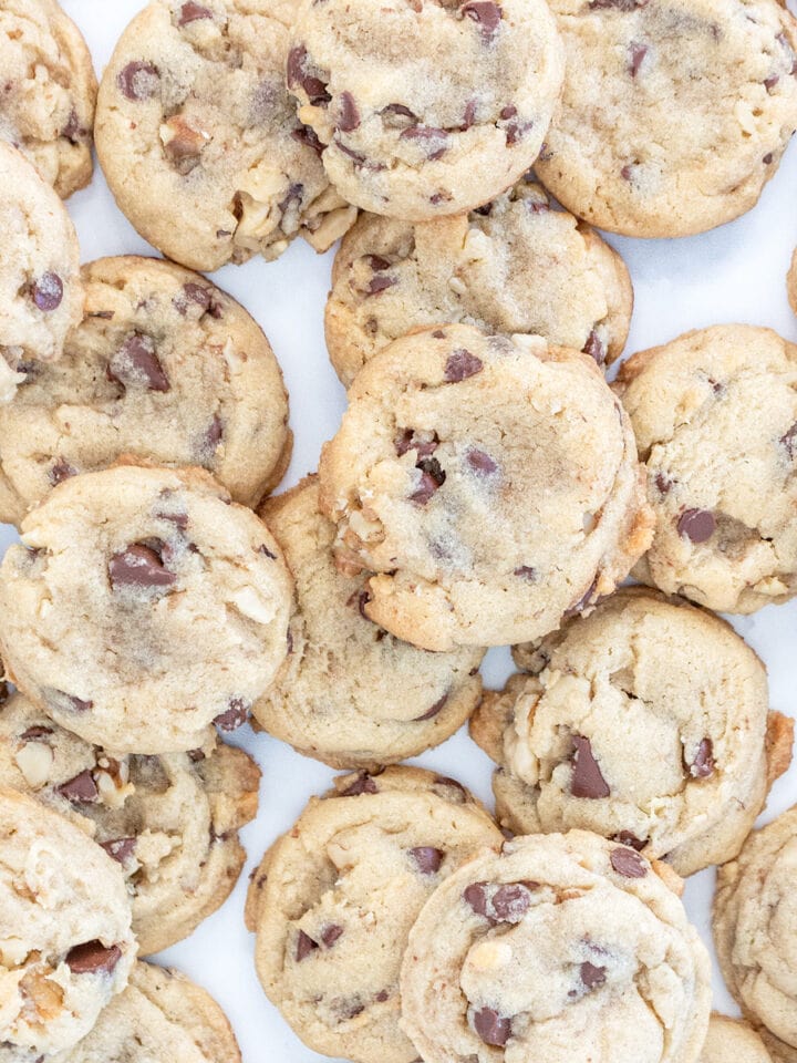 A pile of BEST Chocolate Chip Cookies.