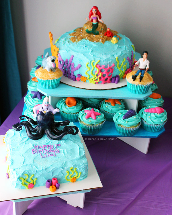 Little Mermaid Cake Topper Set - Birthday Cupcake Decorations With Character Designs