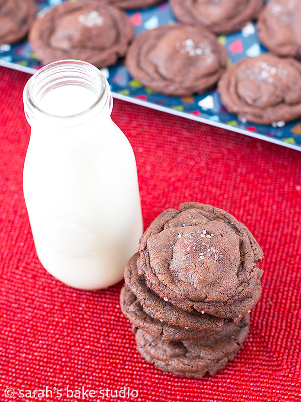 Double Chocolate Salted Caramel Cookies – a wonderful marriage of Rolos, chocolate and sea salt; your new favorite soft, chewy, extremely delicious cookie.