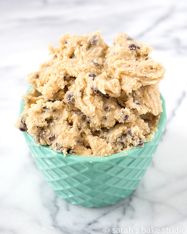 Chocolate Chip Cookie Dough Dip - your favorite edible cookie dough (minus the eggs) made into a delicious dip; perfect for dipping graham crackers, animal cookies, and apples in! Yum!