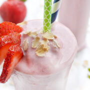Strawberry Oatmeal Flax Smoothie.