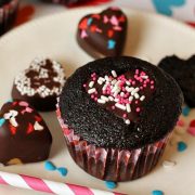 ghirardelli dark chocolate heart cutout valentine cupcakes