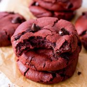 red velvet chocolate chip cookies