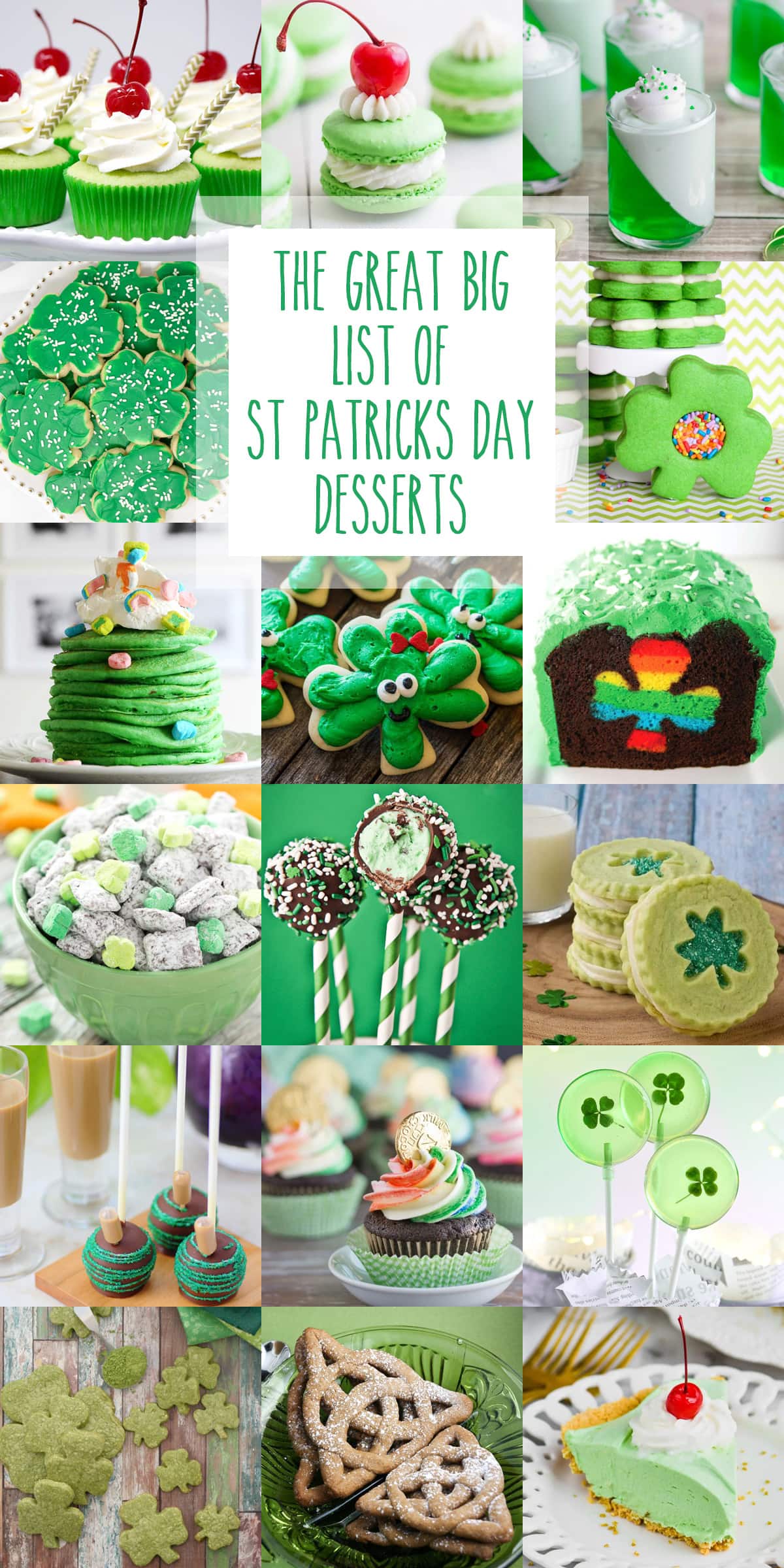 a collage of st. patrick's day desserts.