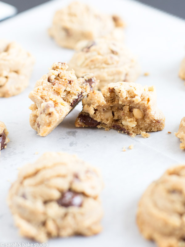 Chocolate-Peanut Blowouts – loaded with creamy peanut butter, salted peanuts, dark chocolate chips, and peanut butter cup minis; this peanut butter cookie is super peanut-buttery and melt in your mouth delicious!