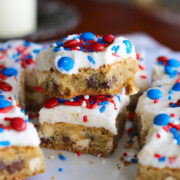 Red White and Blue Chocolate Chip Bars.