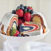 Red White and Blue Velvet Bundt Cake.