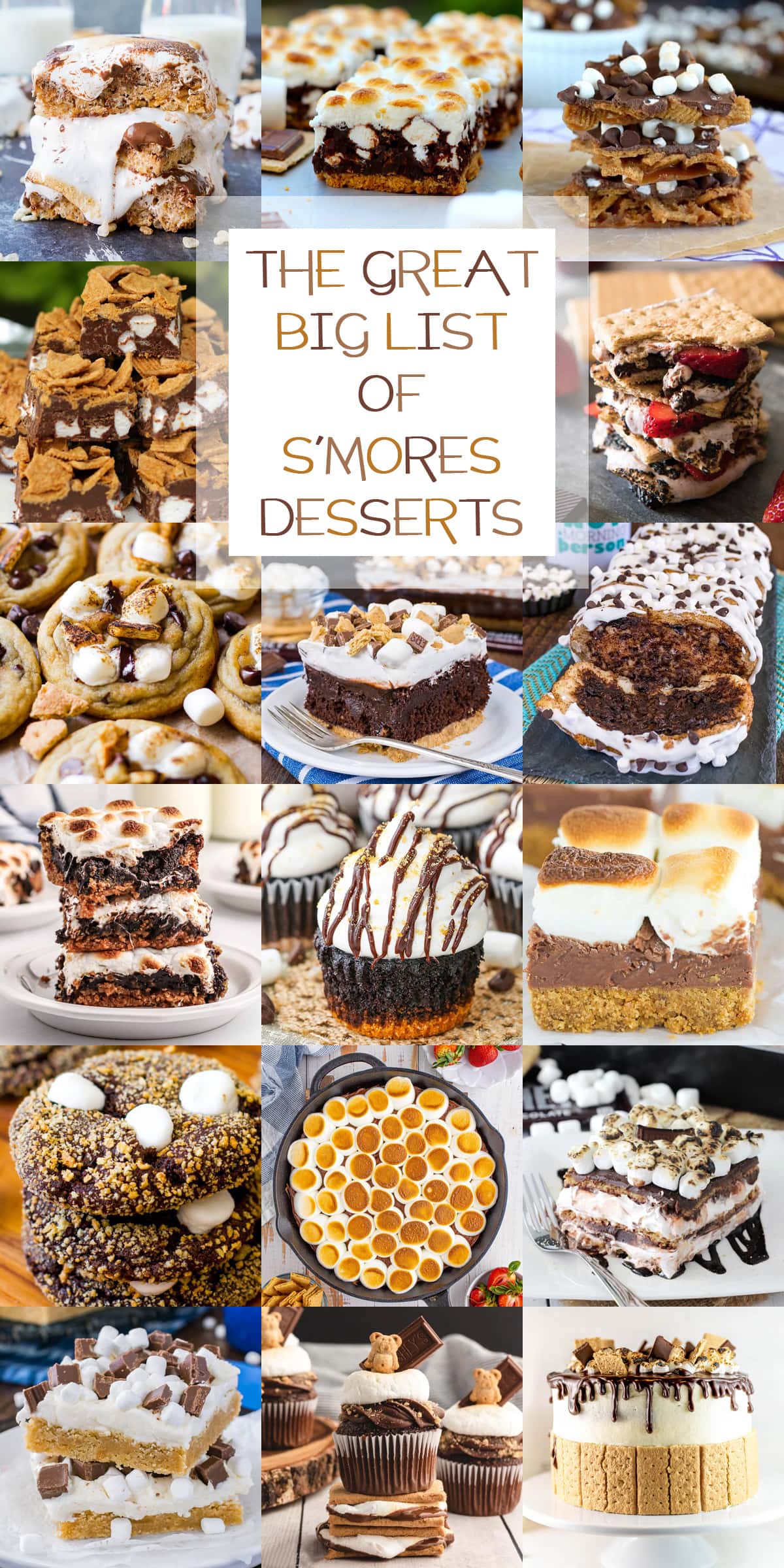 A collage of S'mores desserts.