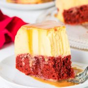 magic red velvet flan cake