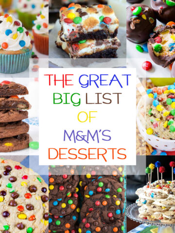 A collage of M&M desserts.