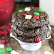 Christmas Peppermint Chunk M&M Fudge Cookies