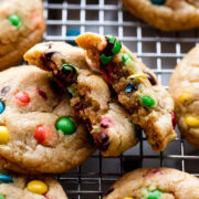 Soft Baked M&M Cookies.