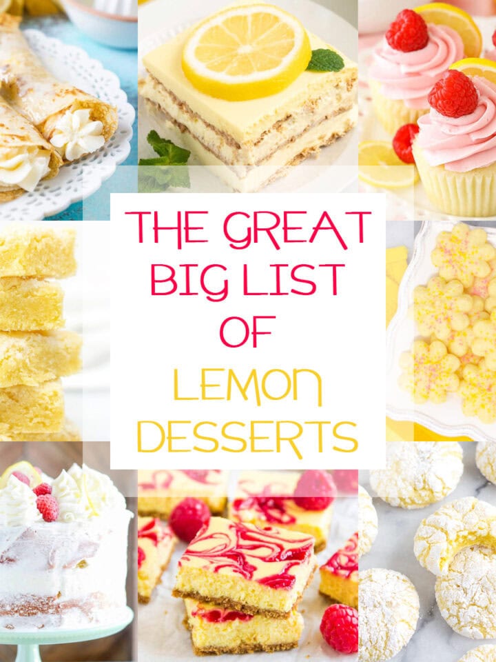 A collage of lemon dessert recipes.
