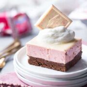 Chocolate Strawberry Mousse Bars from Baking a Moment.