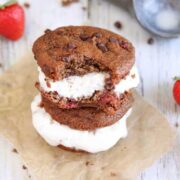 Chocolate Strawberry Muffin Ice Cream Sandwiches from Two Healthy Kitchens.