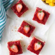 Mango Strawberry Cheesecake Bars from Spoonful of Flavor.