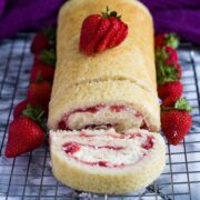 Strawberries and Cream Swiss Roll from Simply Bake.