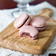 Strawberry Macarons with Chocolate Buttercream from Erica's Sweet Tooth.