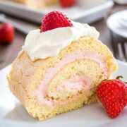 Strawberry Swiss Roll Cake from Plated Cravings.