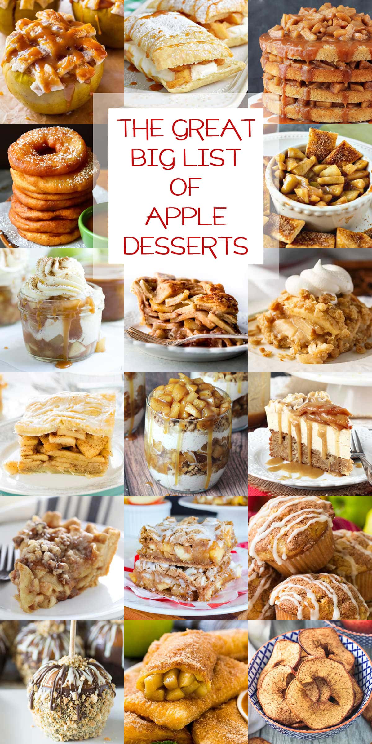 a collage of apple desserts.