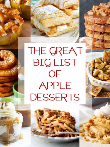 a collage of apple desserts.