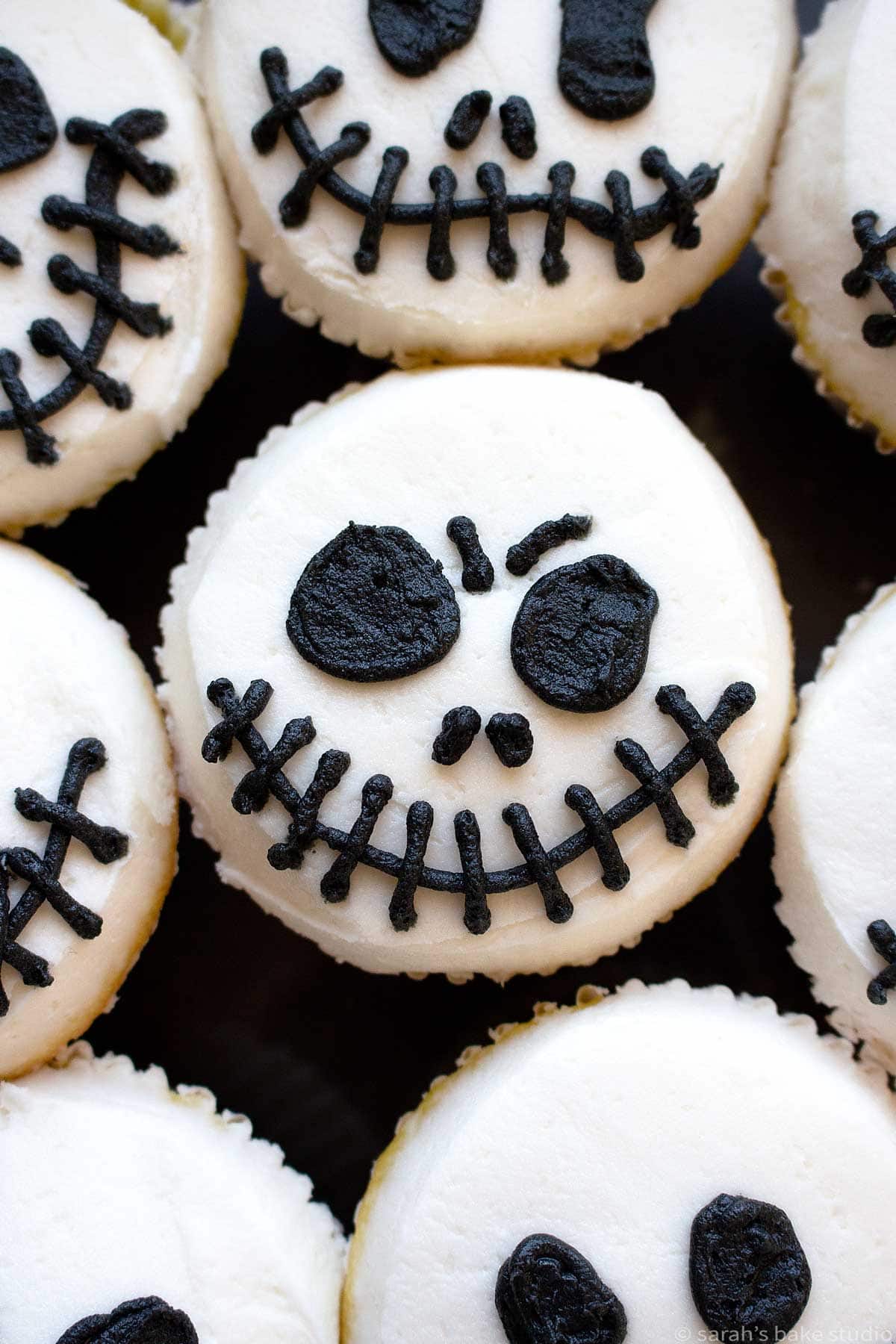 Jack Skeleton Cupcakes up-close.