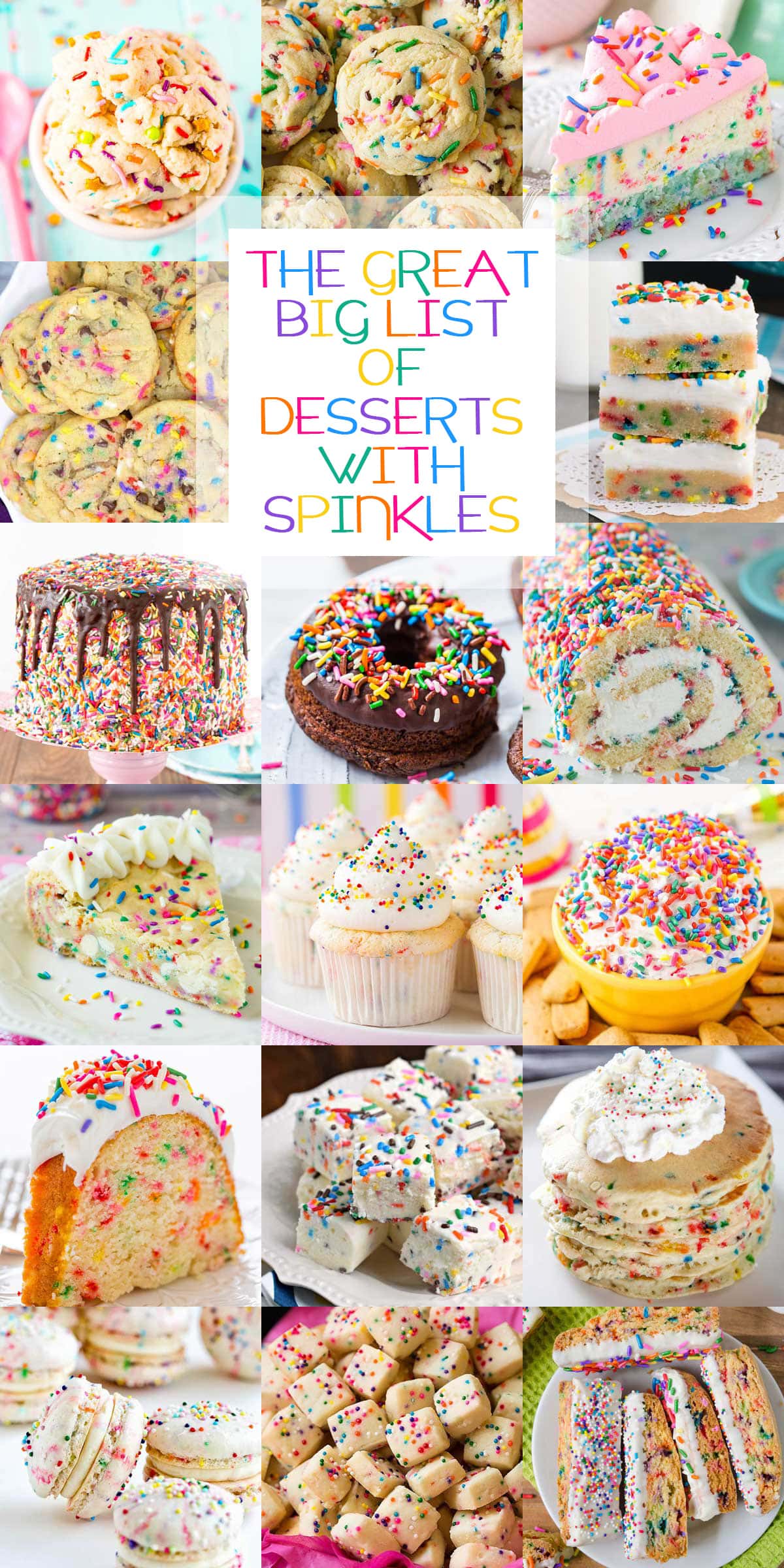 a collage of desserts made with sprinkles.