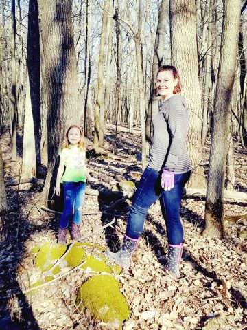 My niece and I in the woods.