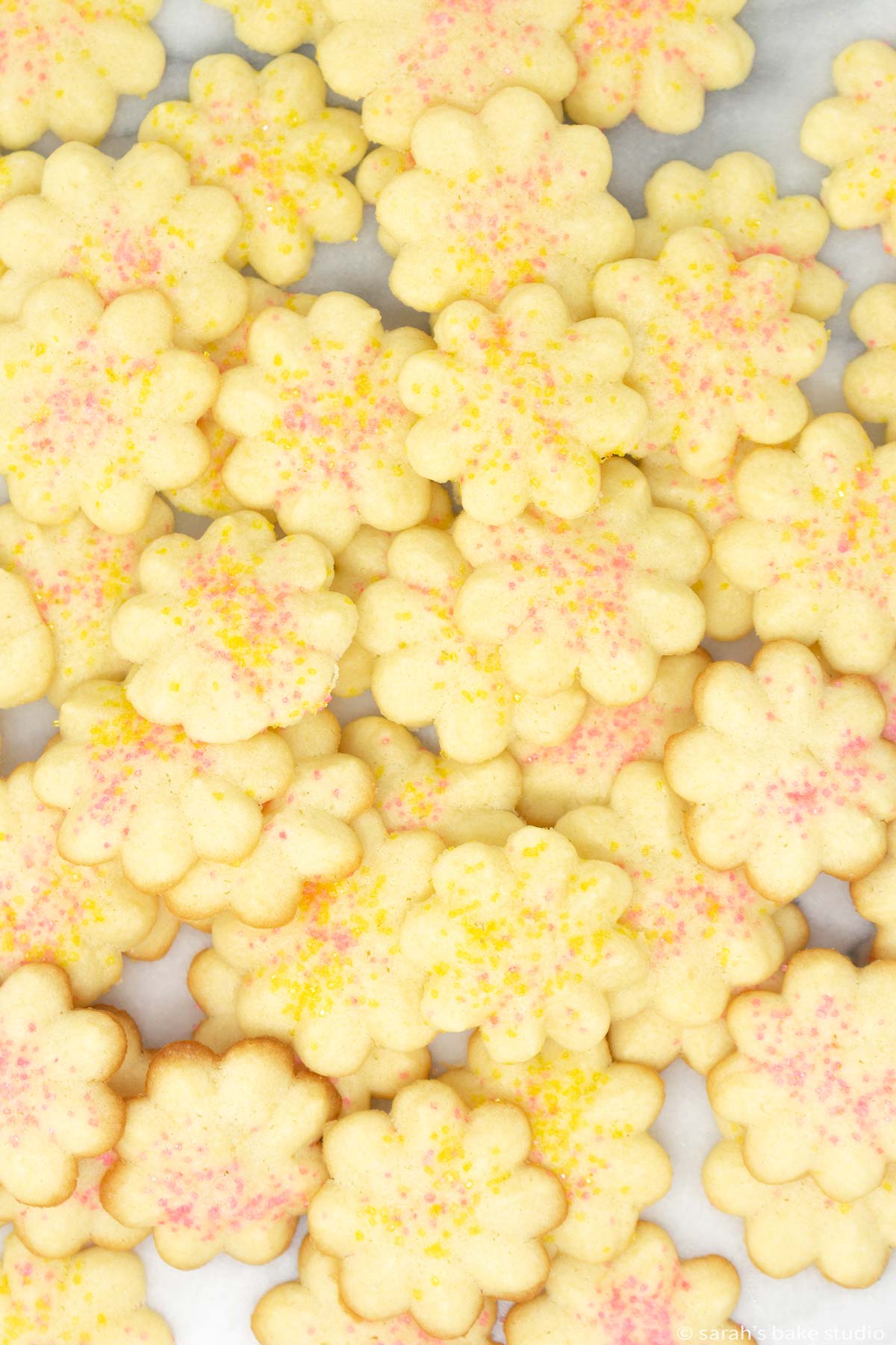 up close view of lemon spritz cookies