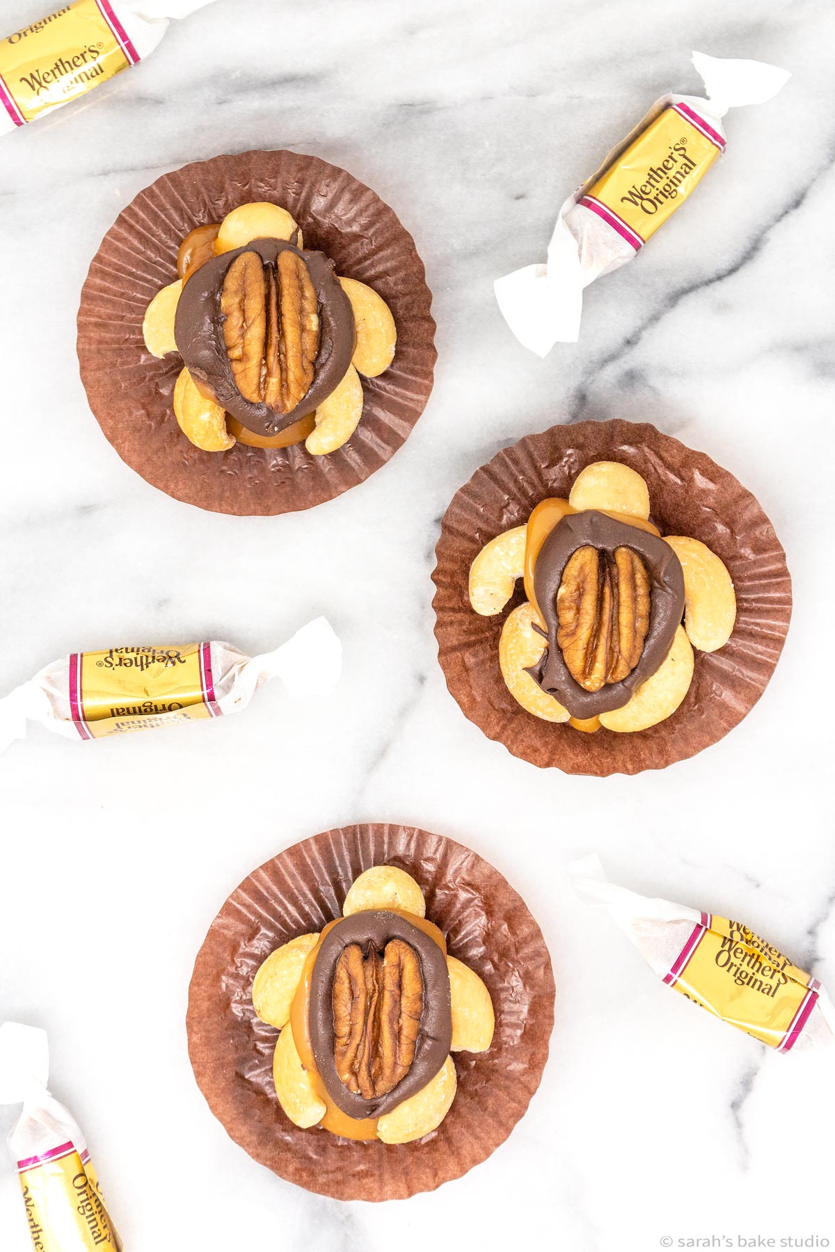 Chocolate Tortoises - delicious nutty homemade chocolate and caramel candies created with cashews, macadamia nuts, and pecans; a too cute and fun twist on Chocolate Turtles.