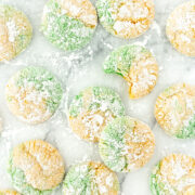 A flatlay of Green Bay Packers Crinkle Cookies.