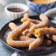 a plate of churros.