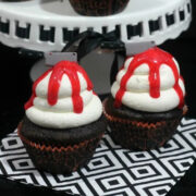 Bloody Knife Halloween Cupcakes.