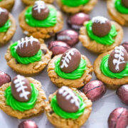 Chocolate Football Peanut Butter Cookies.