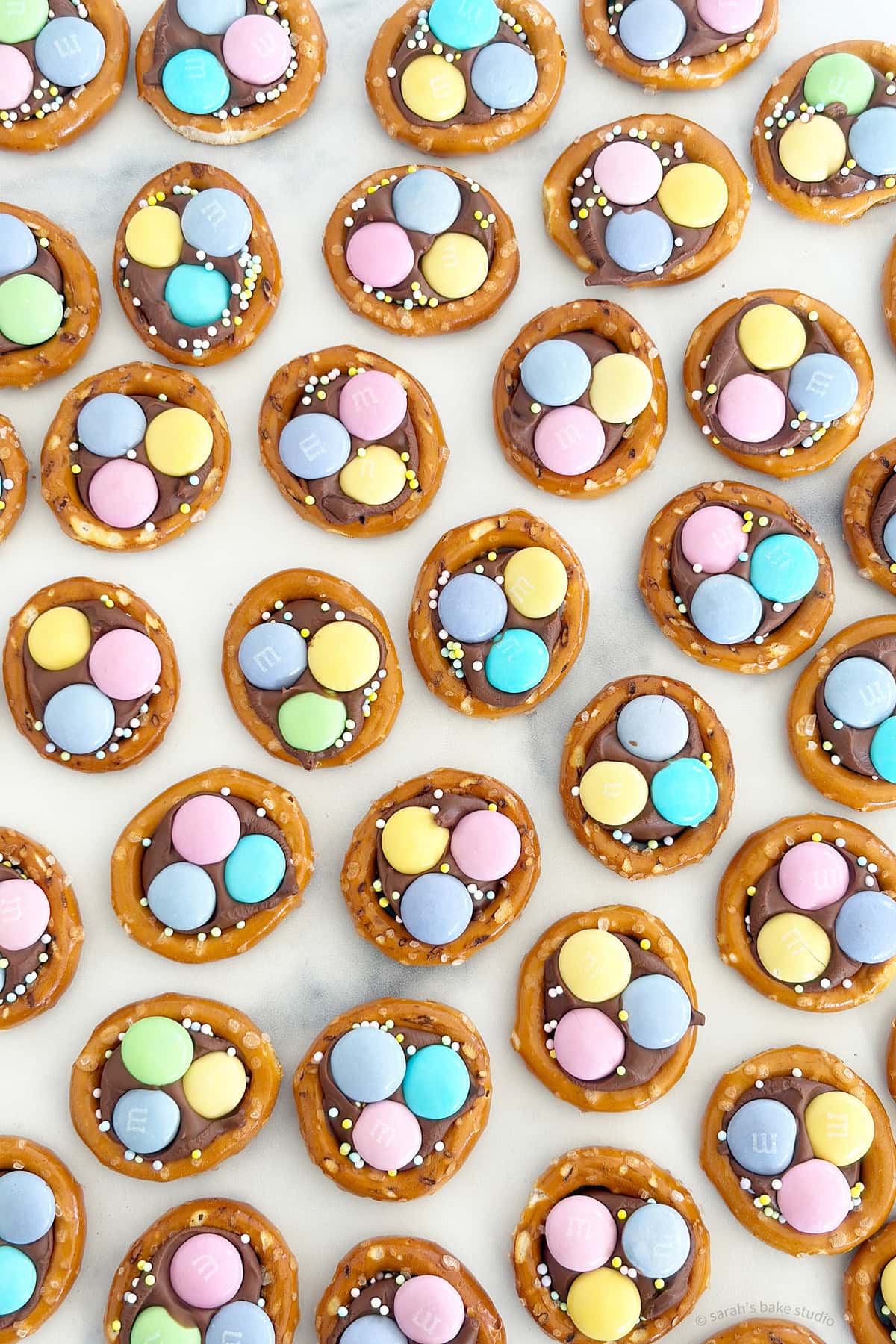 A flatlay of Spring Pretzel Bites.