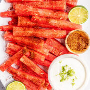 Spicy Watermelon Fries from Love Bakes Good Cakes.
