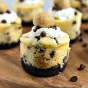 Mini Chocolate Chip Cookie Dough Cheesecakes from Certified Pastry Aficionado.
