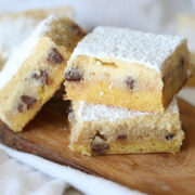 Chocolate Chip Cookie Dough Gooey Butter Bars from Cookies & Cups.